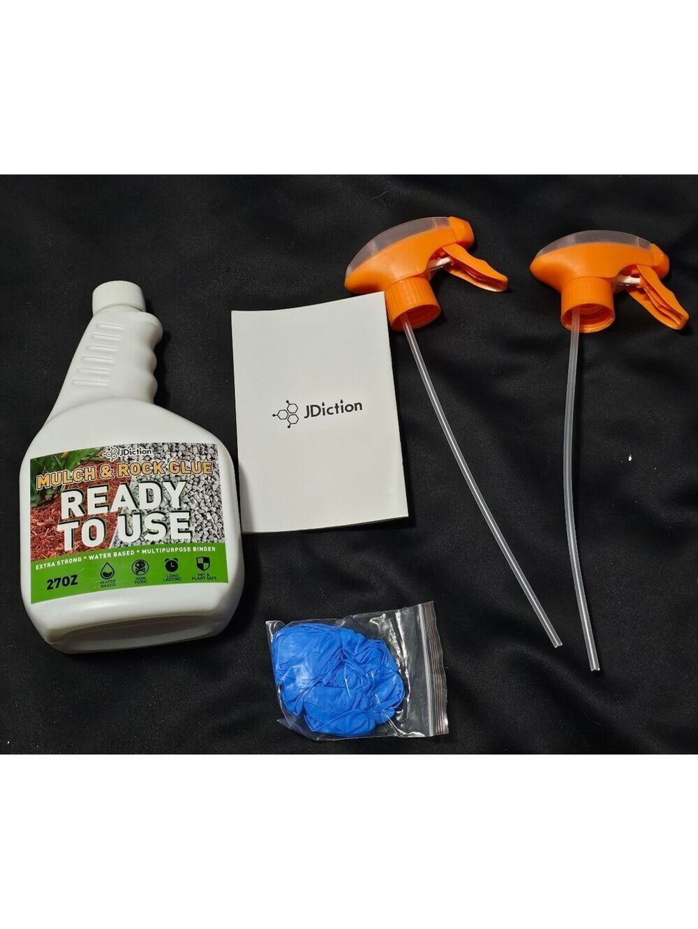 JDiction Mulch & Rock Glue Ready to Use 27oz with 2 Spray Nozzles and Gloves